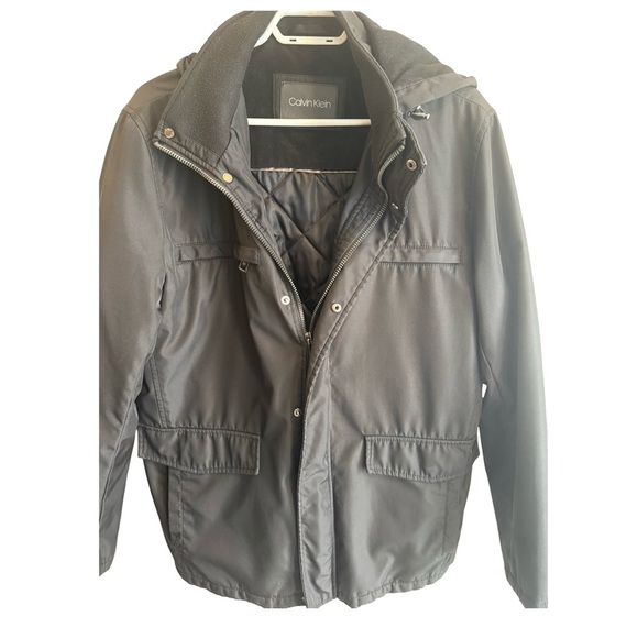 Calvin Klein Jacket Mens Medium Black Long Sleeve Full Zipper Pockets Outdoor - Picture 8 of 8